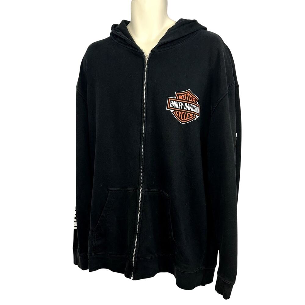 Harley-Davidson XL House of Harley 2013 Black Graphic Full Zip Biker Hoodie